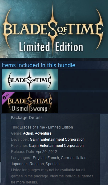 Blades of Time - Limited Edition Steam - Click Image to Close